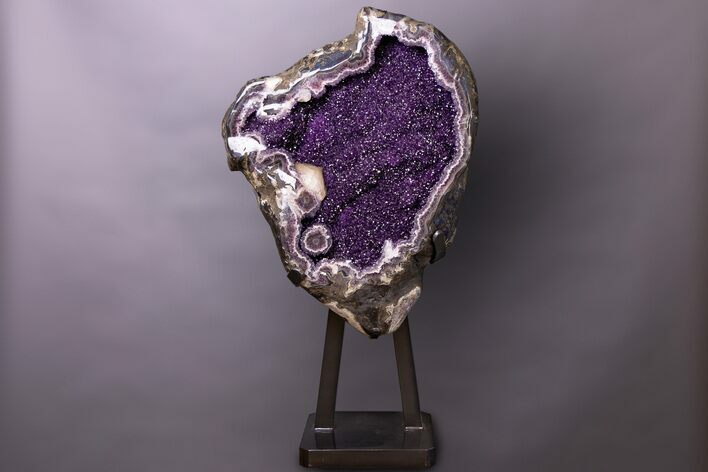 Giant Amethyst Geode with Metal Stand - Top Quality #232776